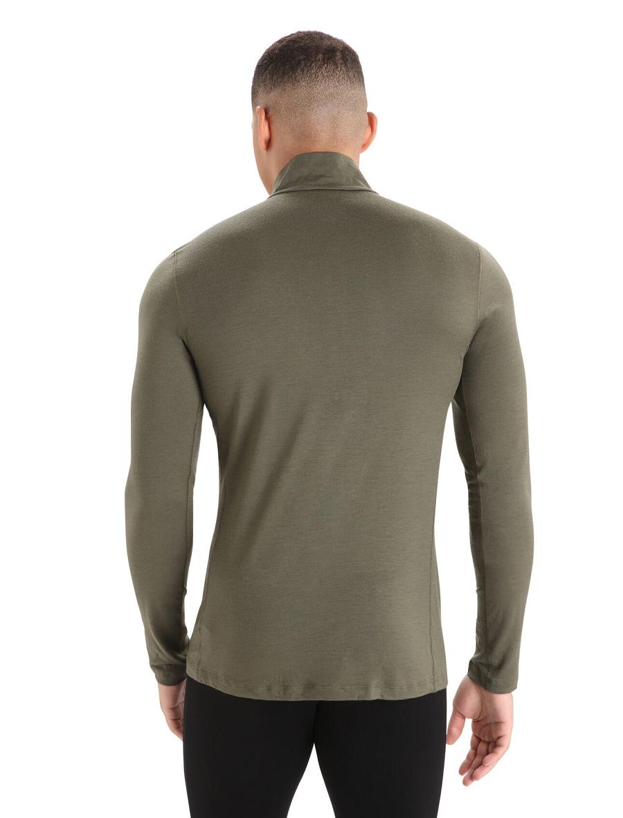 Icebreaker Merino 200 Oasis Long Sleeve Half Zip Thermal Top Miesten Base Layers Oliivinvihreä | FI 1358PJJQ